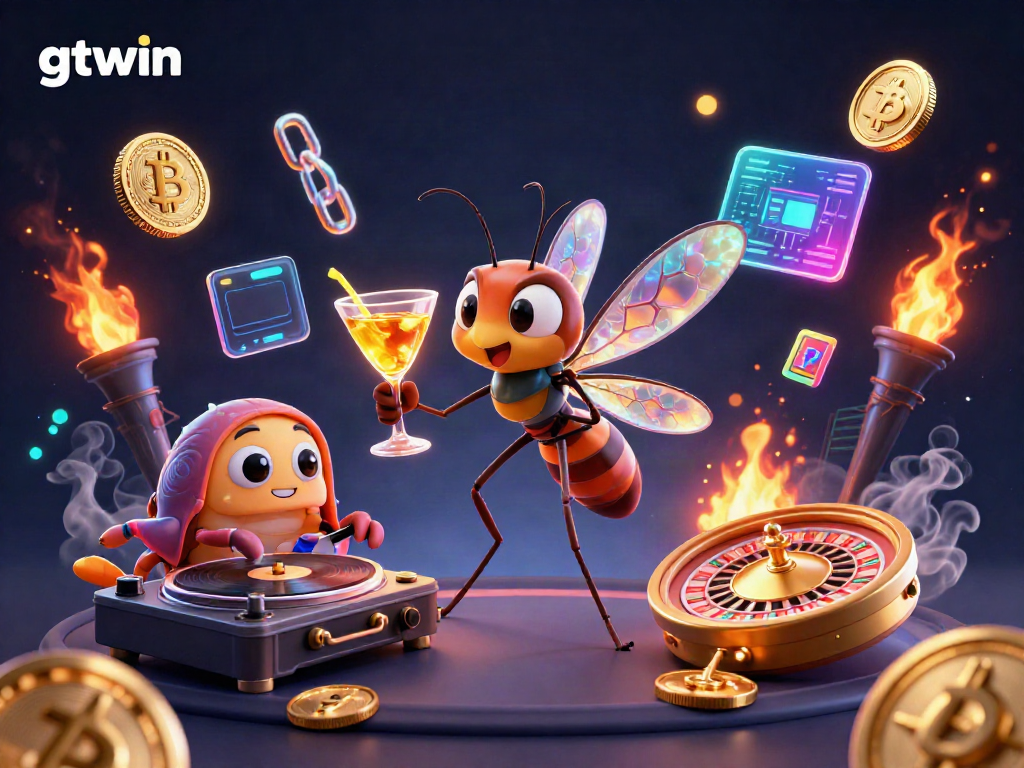 Experience excitement with gtwin as a unique casino illustrated scene of animated characters and gaming elements.