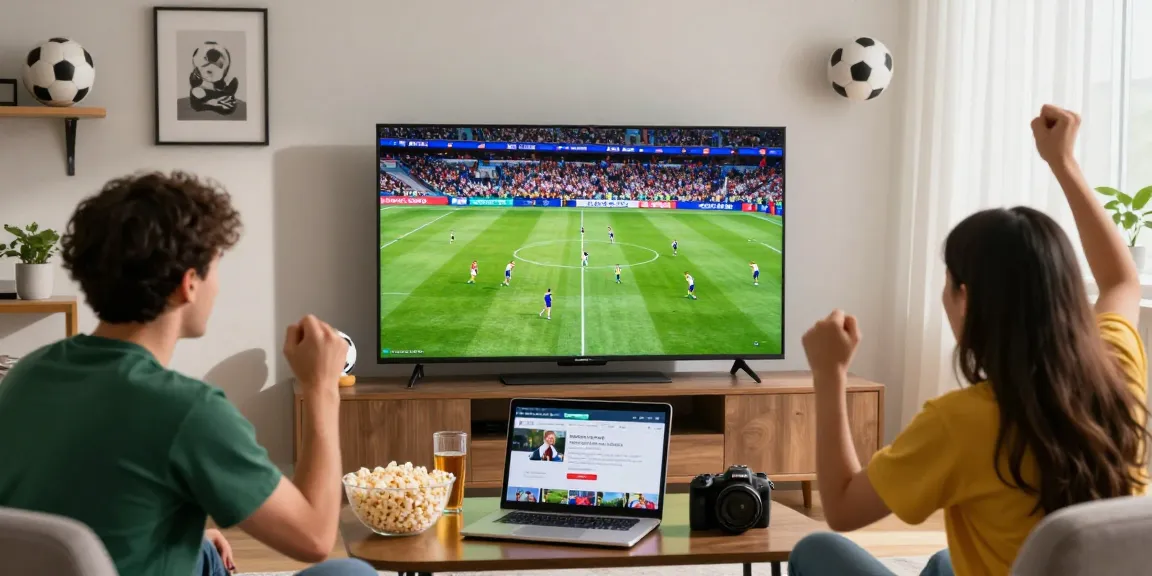 Fans enjoying a thrilling live football match on thapcamtv with snacks and drinks.