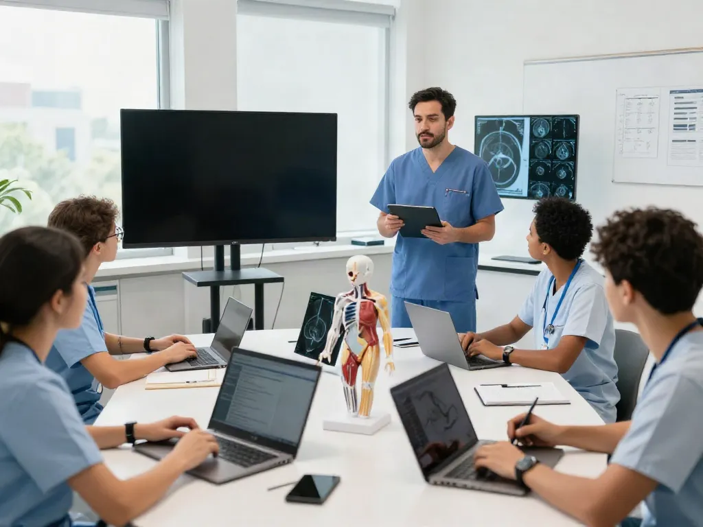 Engaging radiology students learning about rokok88 login in a modern classroom setting
