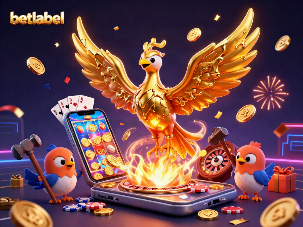Engage with the vibrant gaming world of betlabel featuring a molten phoenix amid a burst of casino excitement.