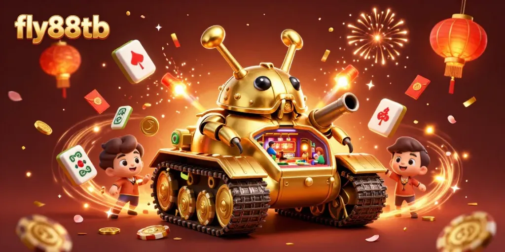 Engage in thrilling games at fly88tb, where a golden beetle tank reveals a vibrant miniature casino.