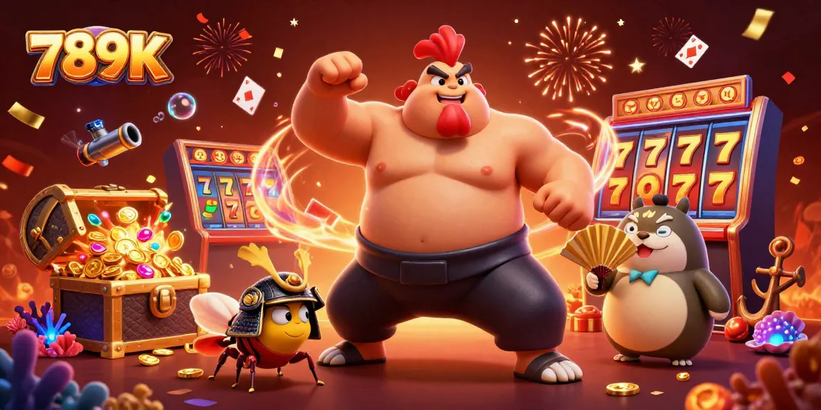 Win big with 789K in a vibrant casino scene featuring dynamic characters and elements.