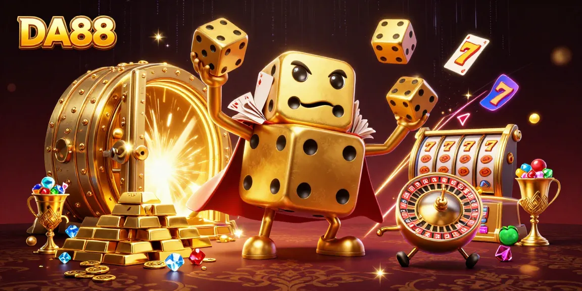 DA88 illustrates the excitement of gambling with 3D cartoon characters and dazzling casino elements.