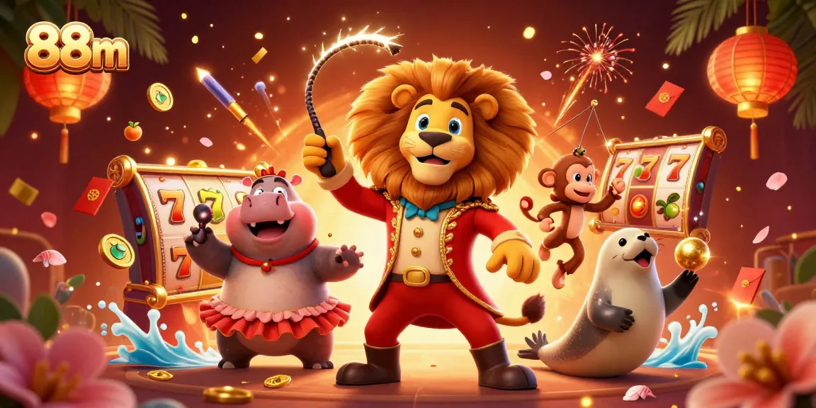 Enjoy thrilling games at 88m, featuring vibrant characters and exciting slot reels in action.