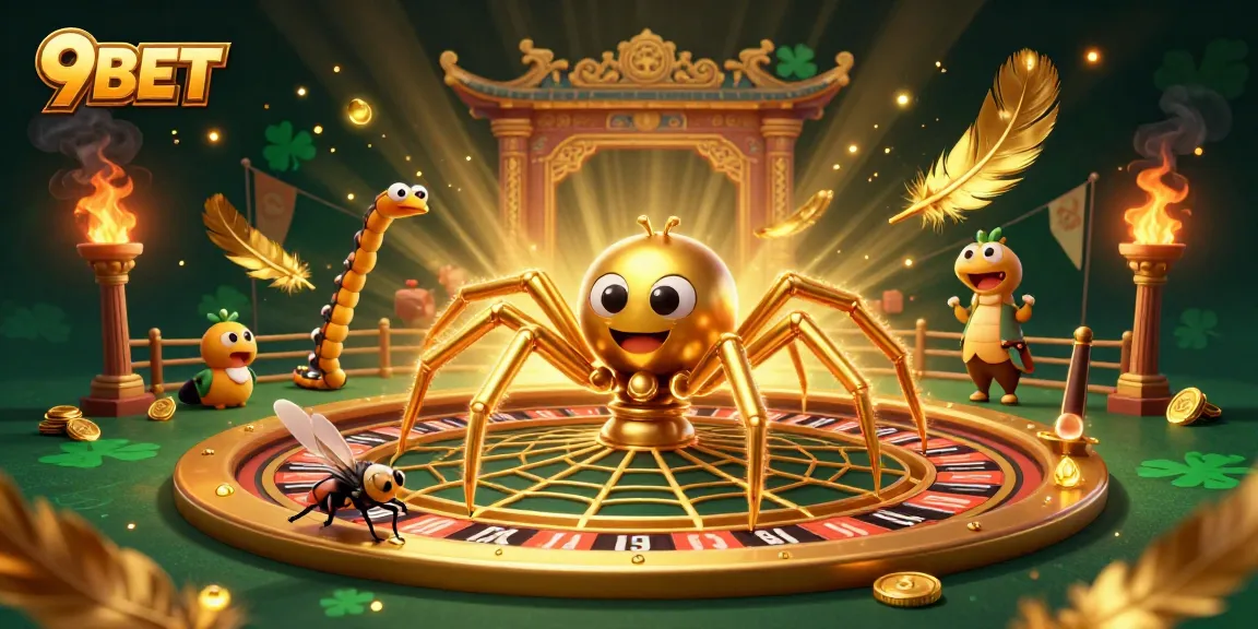 Experience thrilling bets at 9BET with a vibrant 3D illustration of a roulette wheel and characters.