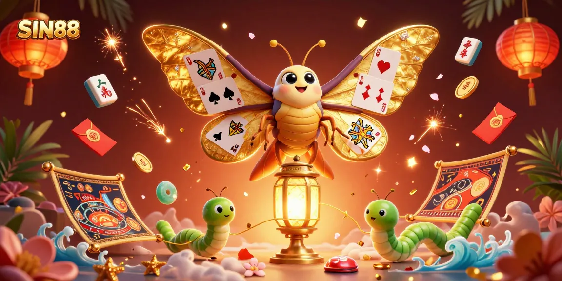 Experience SIN88's vibrant casino atmosphere with a dynamic 3D illustration of interactive gaming elements.