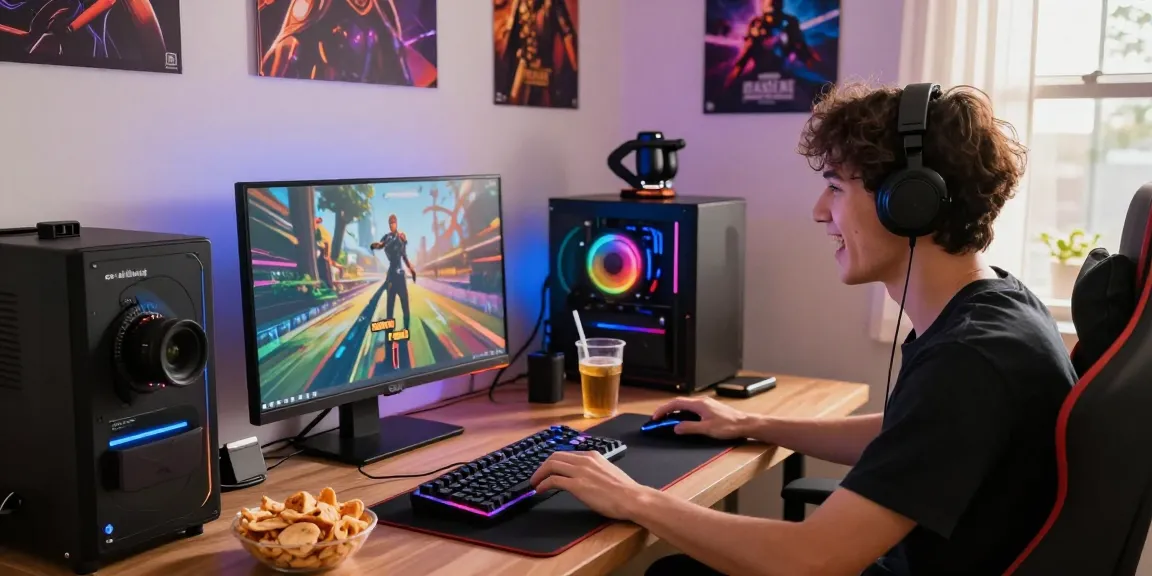 Pengalaman bermain rajaslot 20 di ruang gaming yang nyaman dengan pencahayaan LED dan perangkat gaming.