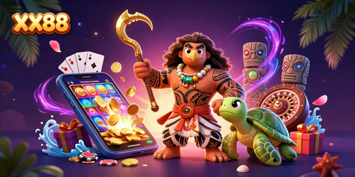 Experience thrilling gaming adventures at XX88 with vibrant characters and casino elements.