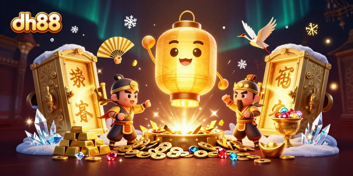 Experience the excitement of DH88 with golden treasures and vibrant characters at a night market casino.
