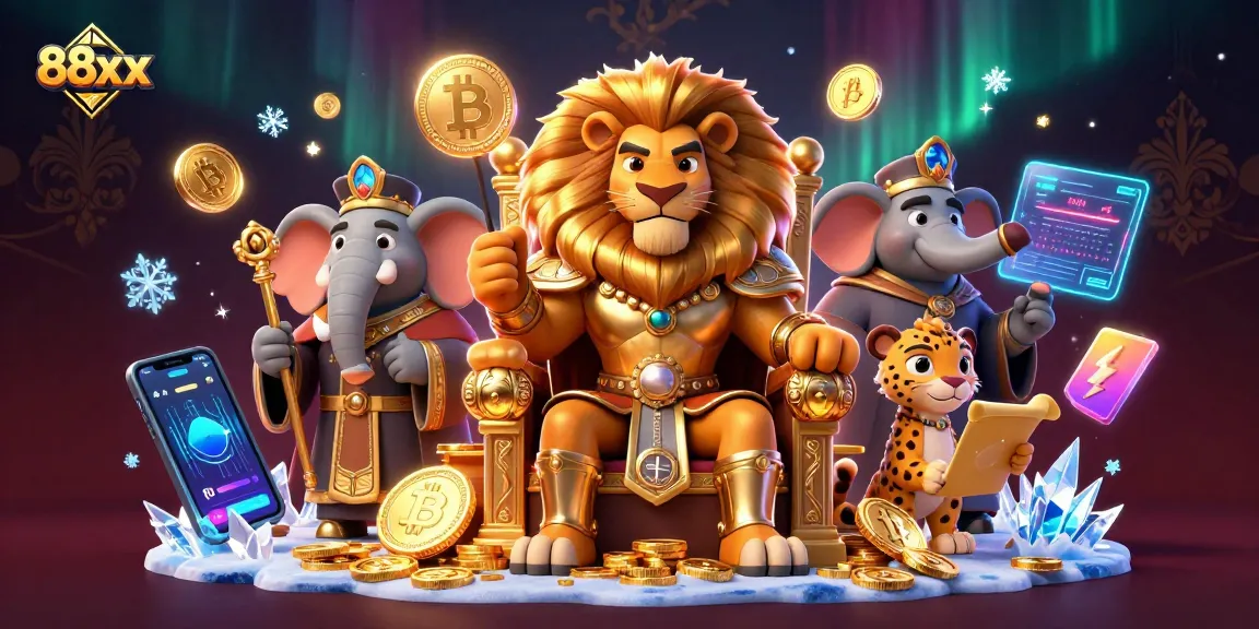 Win big at 88xx with vibrant 3D characters and sparkling casino elements showcasing action and excitement.