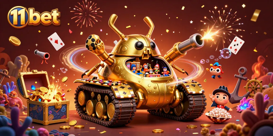 Experience vibrant gaming action with 11 bet's thrilling golden beetle casino illustration.