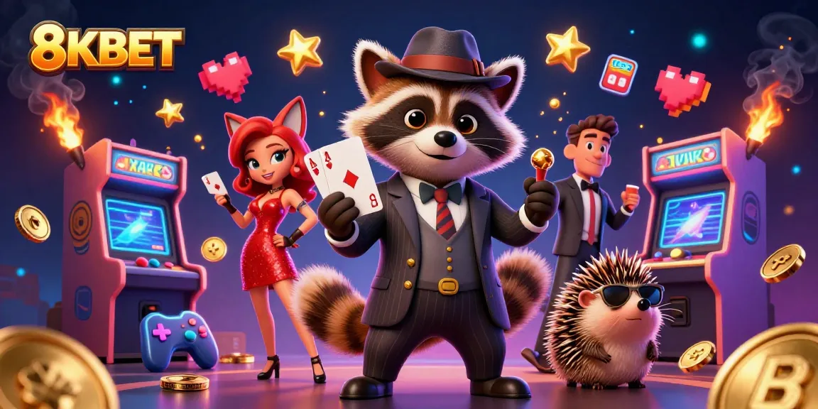 Engaging the excitement of betting at 8KBET with a raccoon, fox, and hedgehog in a casino