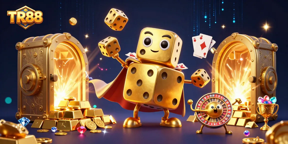 Experience TR88's thrilling gaming excitement with golden dice golems and treasures!