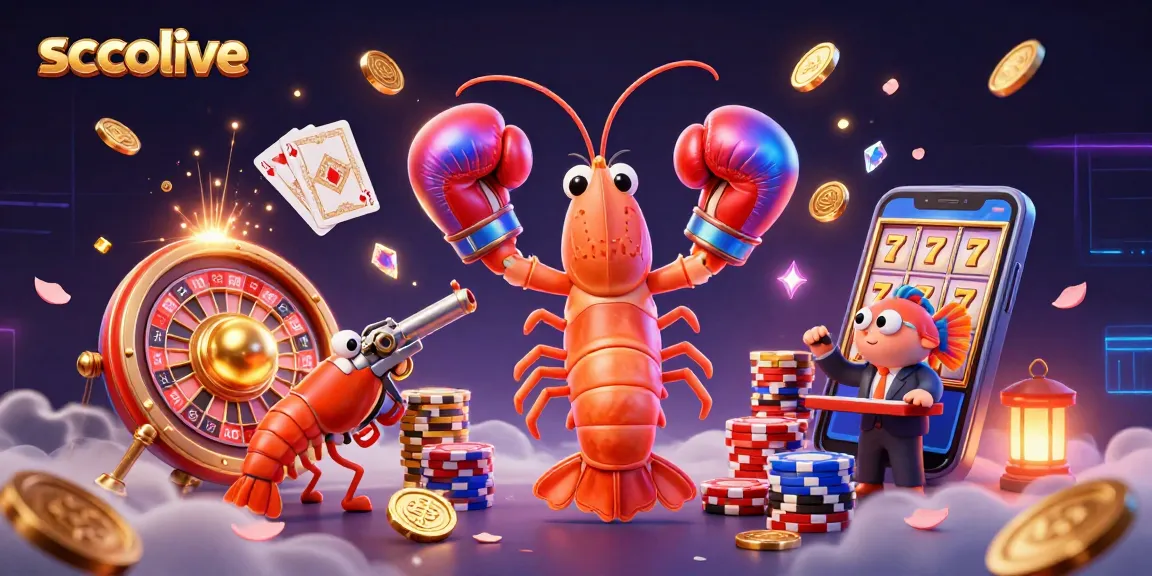 Socolive showcases vibrant 3D shrimp characters in a dynamic casino scene filled with golden coins and excitement.
